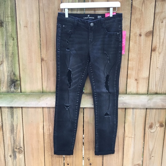 Almost Famous Denim - Almost Famous Destroyed Black Skinny Jeans NWT